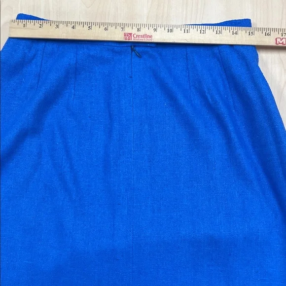 90s Vintage Cricketeer Bright Blue Classic Tweed Lined Pencil Skirt 14 - Picture 6 of 7